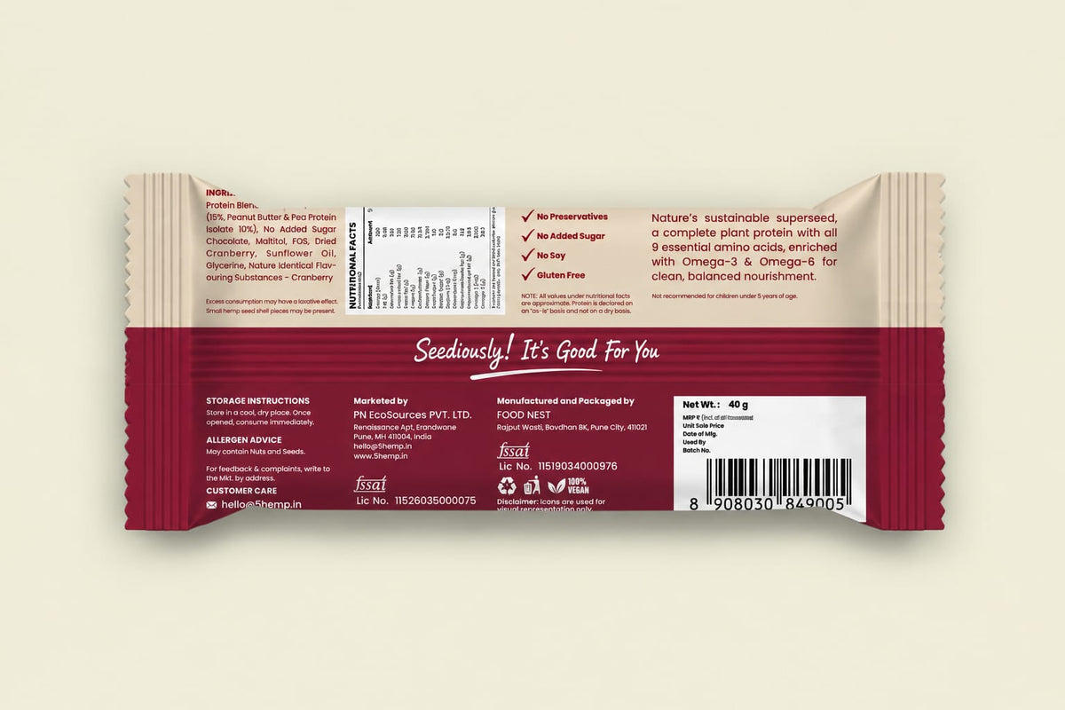 Hemp Seed Protein bar - Cranberry